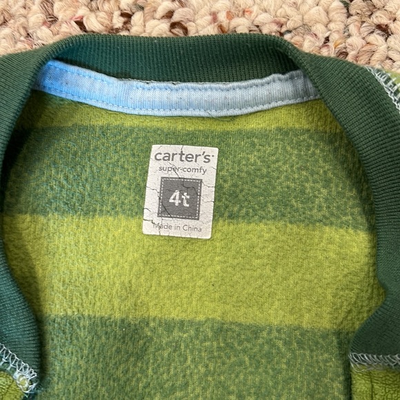 Boys green striped footie pajamas - Picture 5 of 6